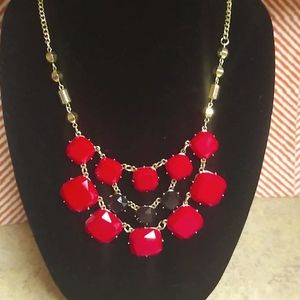 🐾 2 For $16 Red & Black Gems Bib Necklace